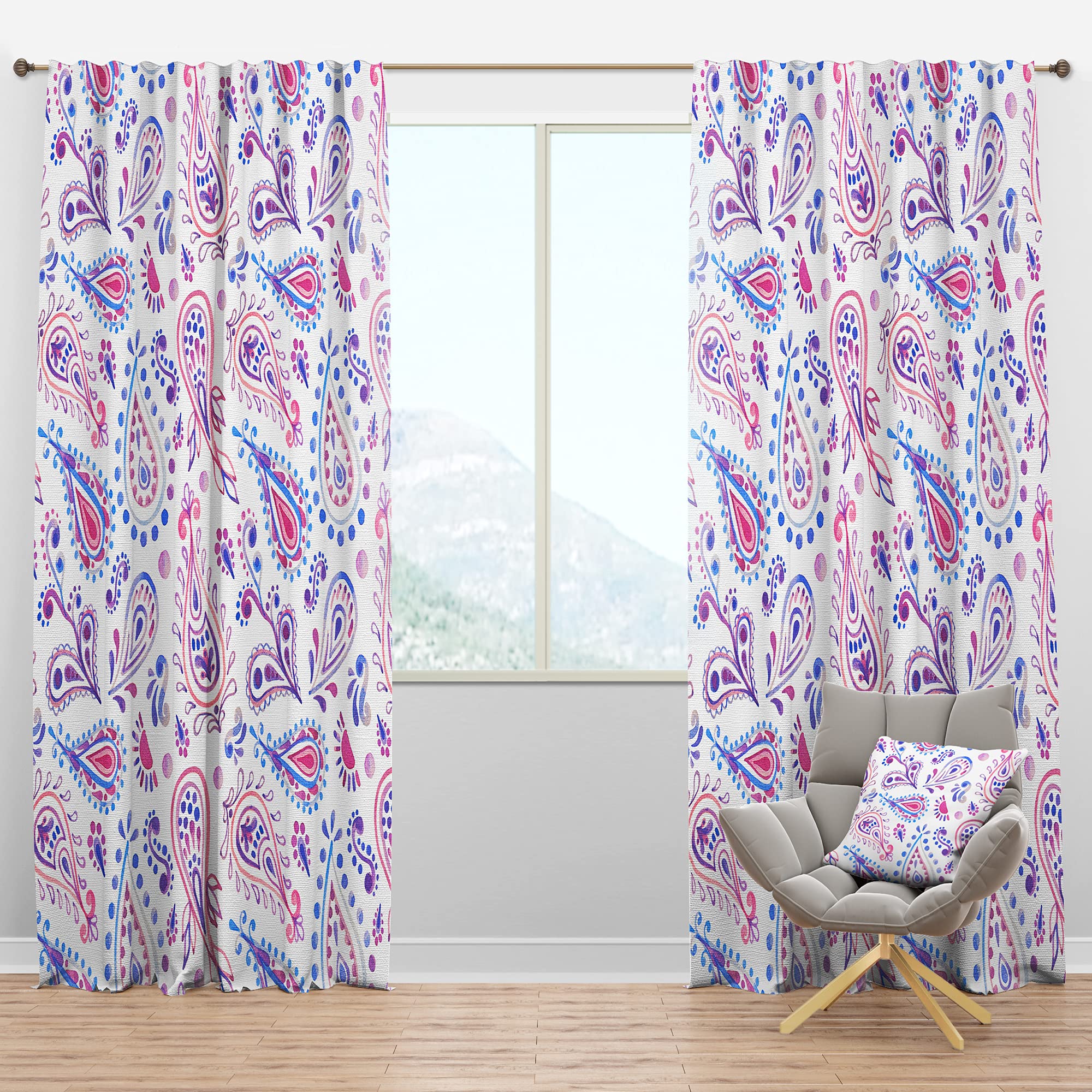 Pink Purple Paisley Blackout Curtains - Thermal Insulated Single Panel (52x90 inches) for Bedroom & Living Room - Light Blocking Drapes for Better Sleep & Energy Efficiency