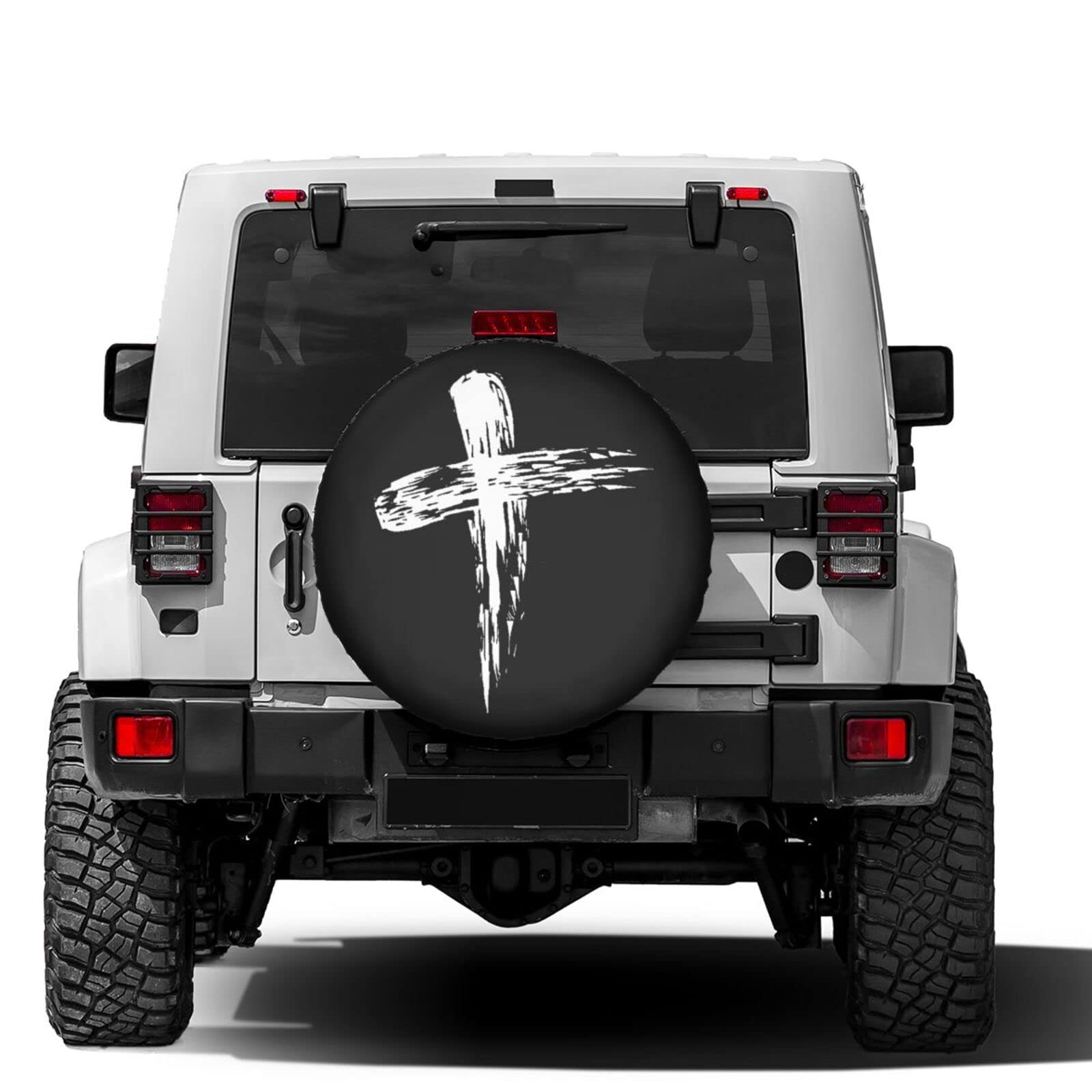 Jesus Cross God Spare Tire Cover - 14 Inch Dust-Proof Wheel Protector for Trailers, RVs, SUVs & More | Perfect for Road Trips & Outdoor Adventures