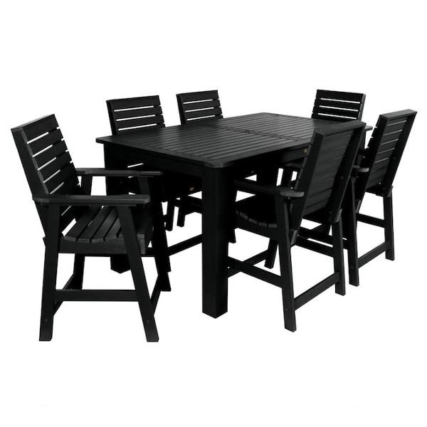 Weatherly 7-Piece Rectangular Counter Height Outdoor Dining Table and Chair Set - Patio, Garden, Backyard Furniture for Dining & Entertaining