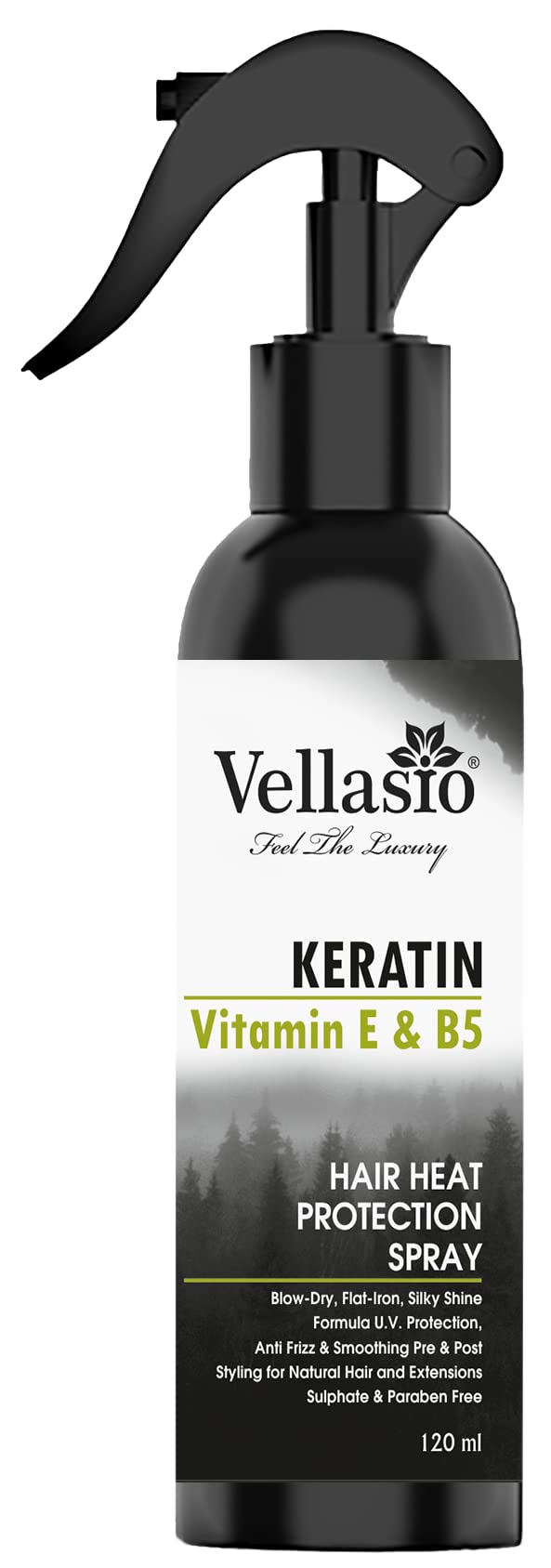 Vellasio Natural Heat Protectant Spray with Moroccan Argan Oil & Grape Seed Oil - Sulfate & Paraben Free Hair Styling Spray for Straighteners & Flat Irons - 120ml for Men & Women - Perfect for Daily Styling & Salon Use