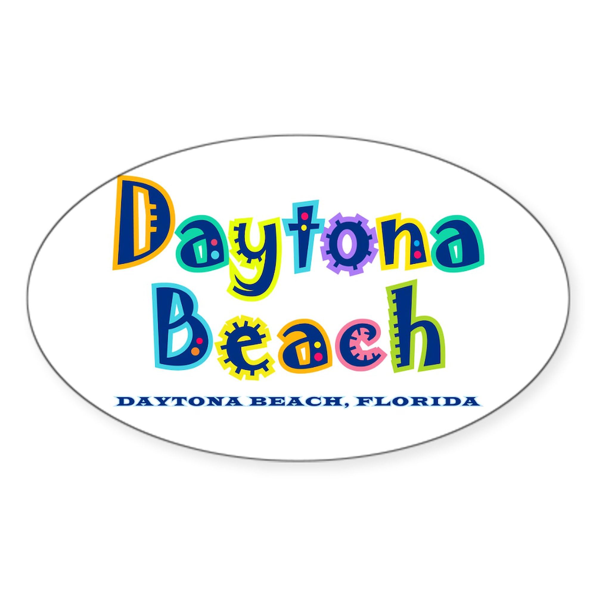Tropical Daytona Oval Car Bumper Sticker - Waterproof Vinyl Decal for Cars, Laptops, Windows - Beach & Summer Themed Decoration