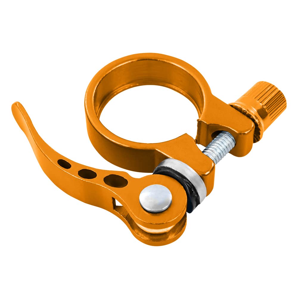 Premium Quick Release Bike Seatpost Clamp - Aluminum Alloy Bicycle Seat Clamp for Road & Casual Bikes - 28.6mm/31.8mm/34.9mm Sizes - Multiple Colors (28.6mm Yellow) - Perfect for Commuting, Leisure Riding & Bike Maintenance