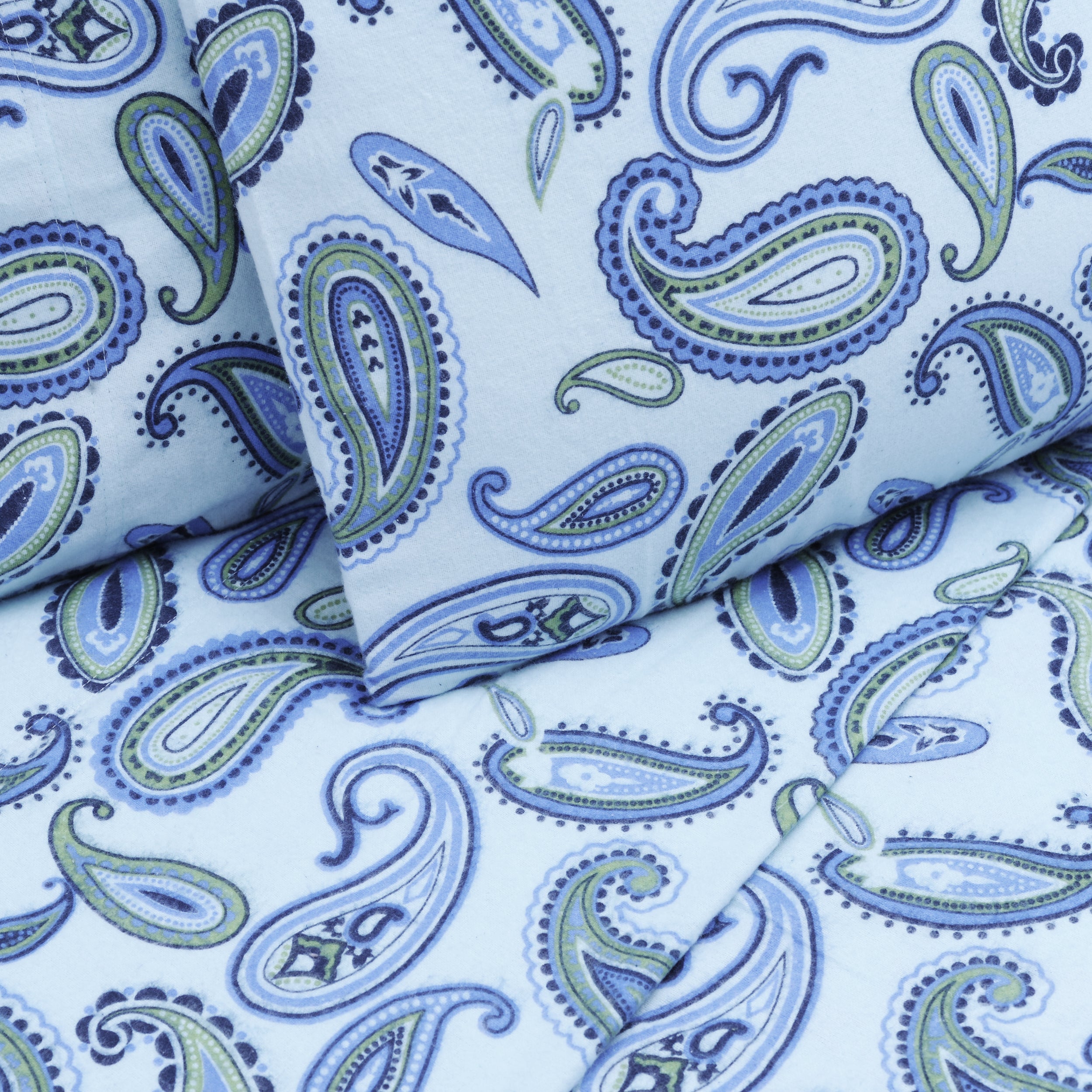 Soft Flannel Cotton Floral Paisley Bed Sheet Set with Deep Pockets - Queen Size, 4-Piece Set for Cozy Winter Nights & Guest Room Comfort