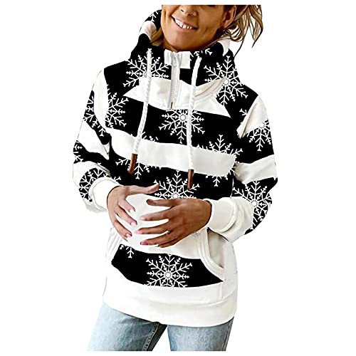Stylish Printed Winter Pullover for Women - Cozy Casual Long Sleeve Hooded Sweatshirt | Perfect for Cold Weather, Outdoor Activities & Everyday Wear