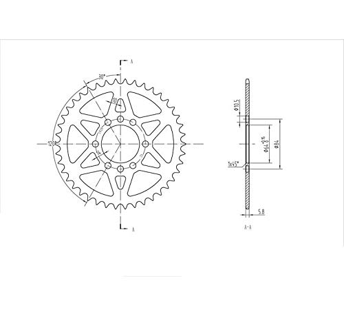 BikeMaster Rear Steel 42 Tooth Sprocket for Kawasaki KFX400 2003-2006 - Durable Motorcycle Replacement Part for Off-Road & Trail Riding