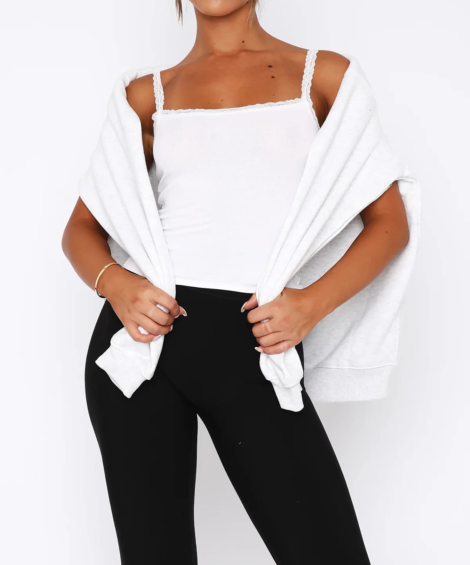 Women's Lace Trim Cami Top - Spaghetti Strap Sleeveless Crop Tank with Square Neck | Y2K Backless Going Out Camisole for Summer Parties & Date Nights