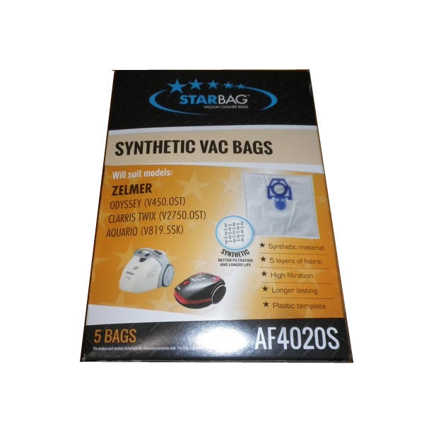 AF4020S Vacuum Cleaner Bags - 6 Pack Synthetic Replacement Bags for Powerful Suction | Compatible with Major Vacuum Brands | Ideal for Home Cleaning, Pet Hair Removal & Allergen Reduction