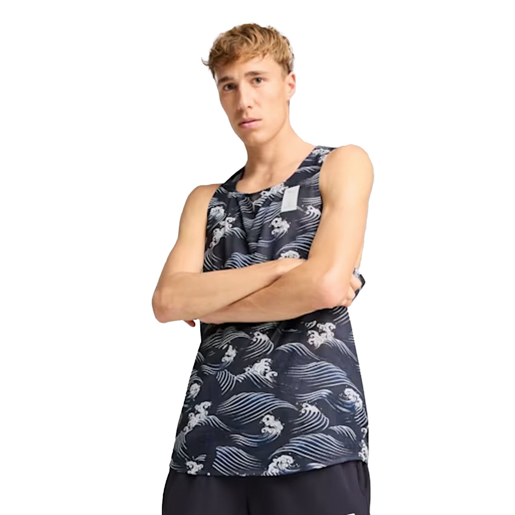Men's PUMA x Saysky AOP Running Singlet - Lightweight Breathable Performance Top for Jogging, Gym & Outdoor Sports
