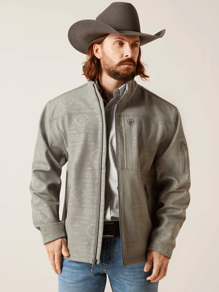 Ariat Men's Vernon 2.0 Softshell Jacket - Waterproof Windbreaker, Lightweight Insulated Outdoor Jacket for Hiking, Hunting & Casual Wear (Jetty Gray Embossed)