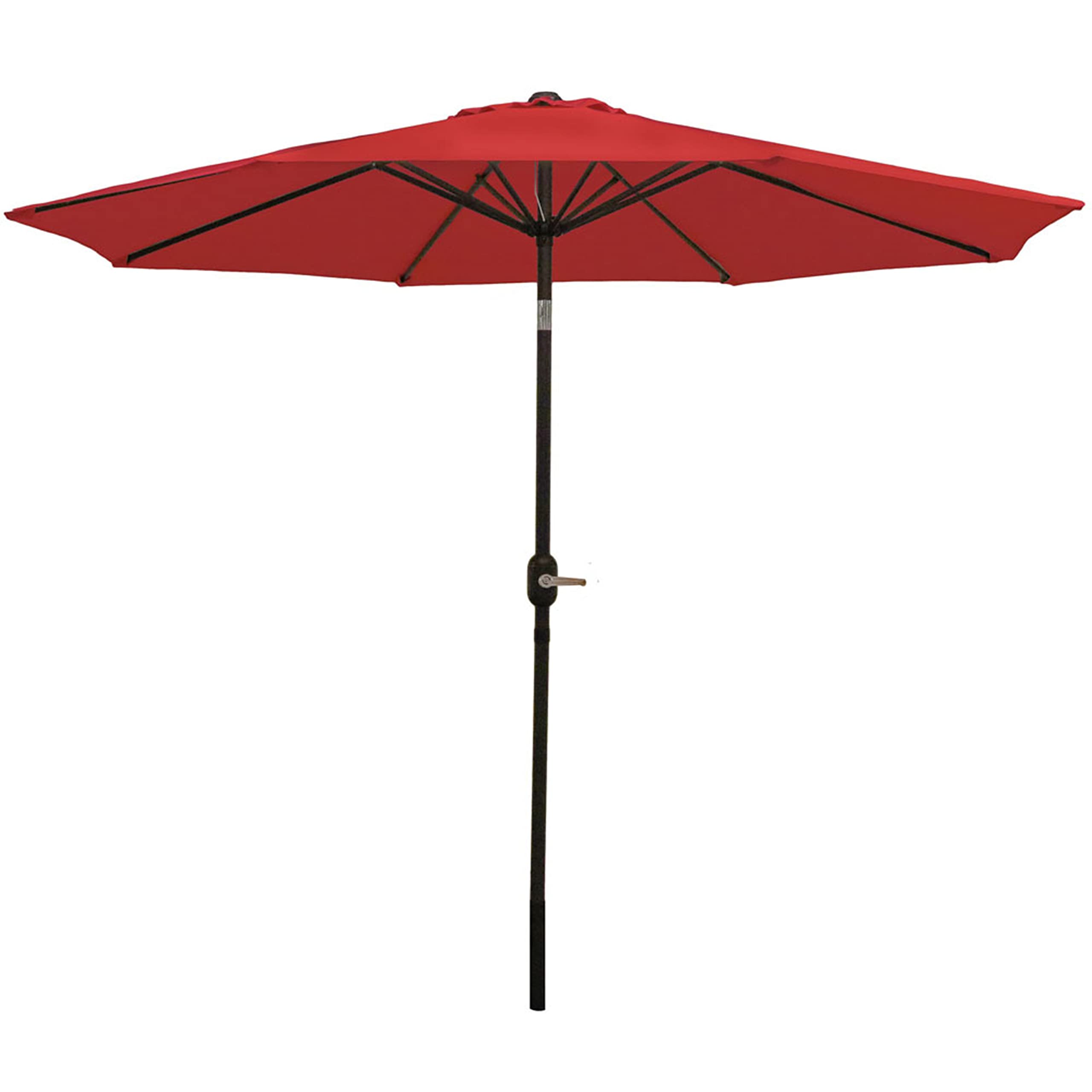 Sunnydaze 9 ft Outdoor Patio Umbrella with Push-Button Tilt & Crank - Heavy Duty 8-Rib Polyester Market Umbrella for Table - Sun Shade for Backyard, Poolside & Outdoor Dining - Red