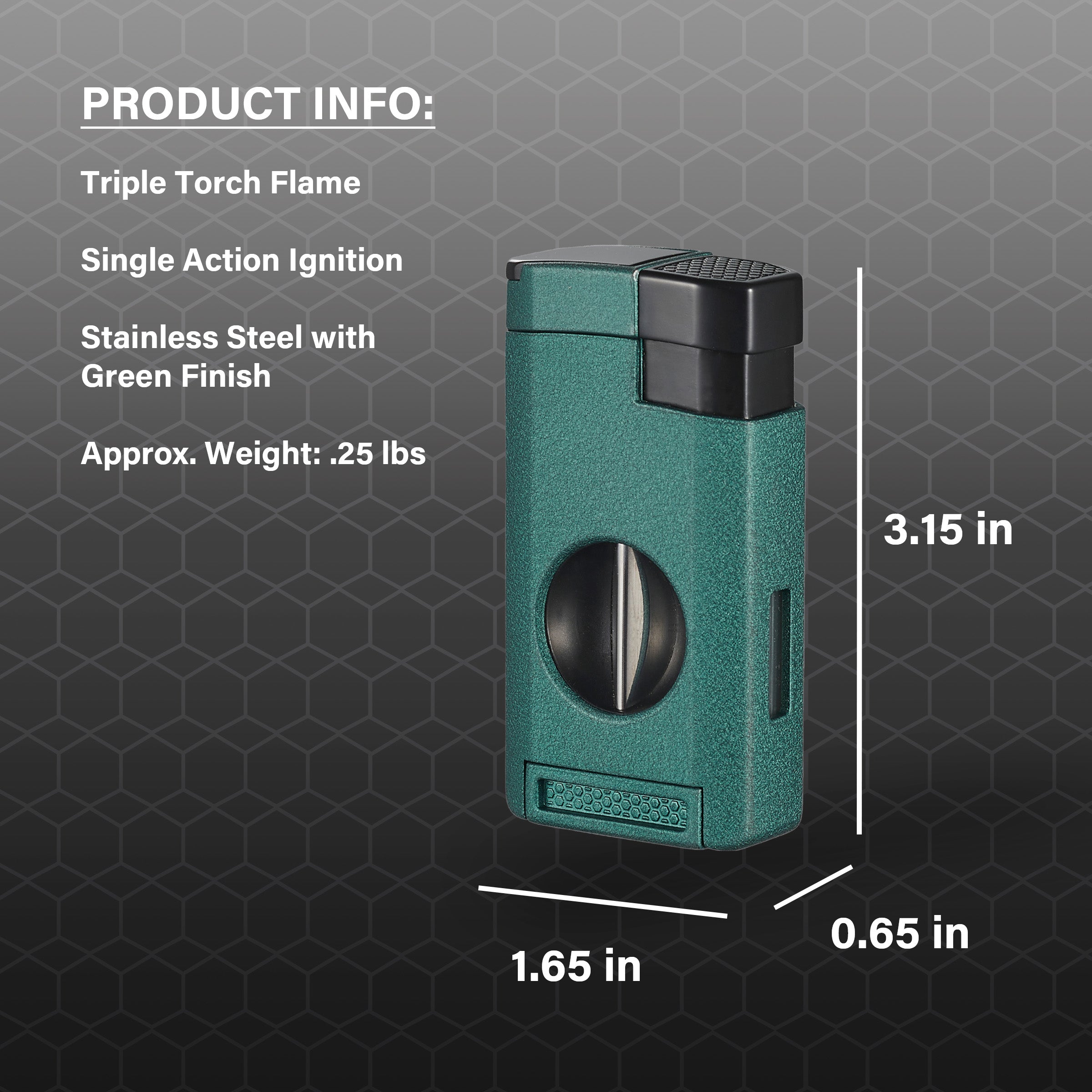 Premium Visol Kamet V Cutter & Triple Torch Cigar Lighter - Green | Windproof Jet Flame for Cigars, Perfect for Outdoor Smoking, Travel & Gifts