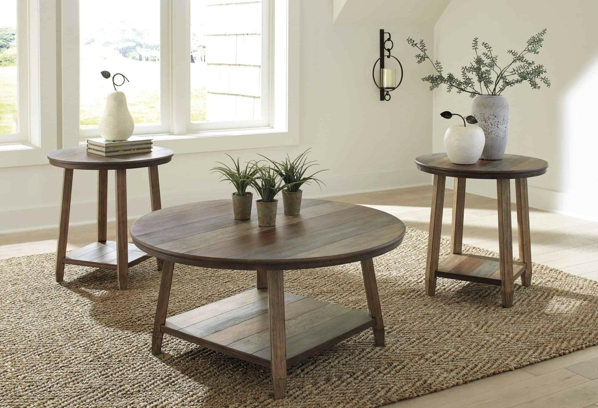 Raebecki Coffee Table & 2 End Tables Set T221 - 13 Inch Modern Side Tables for Living Room, Bedroom, Office - Perfect for Coffee, Books, and Decor