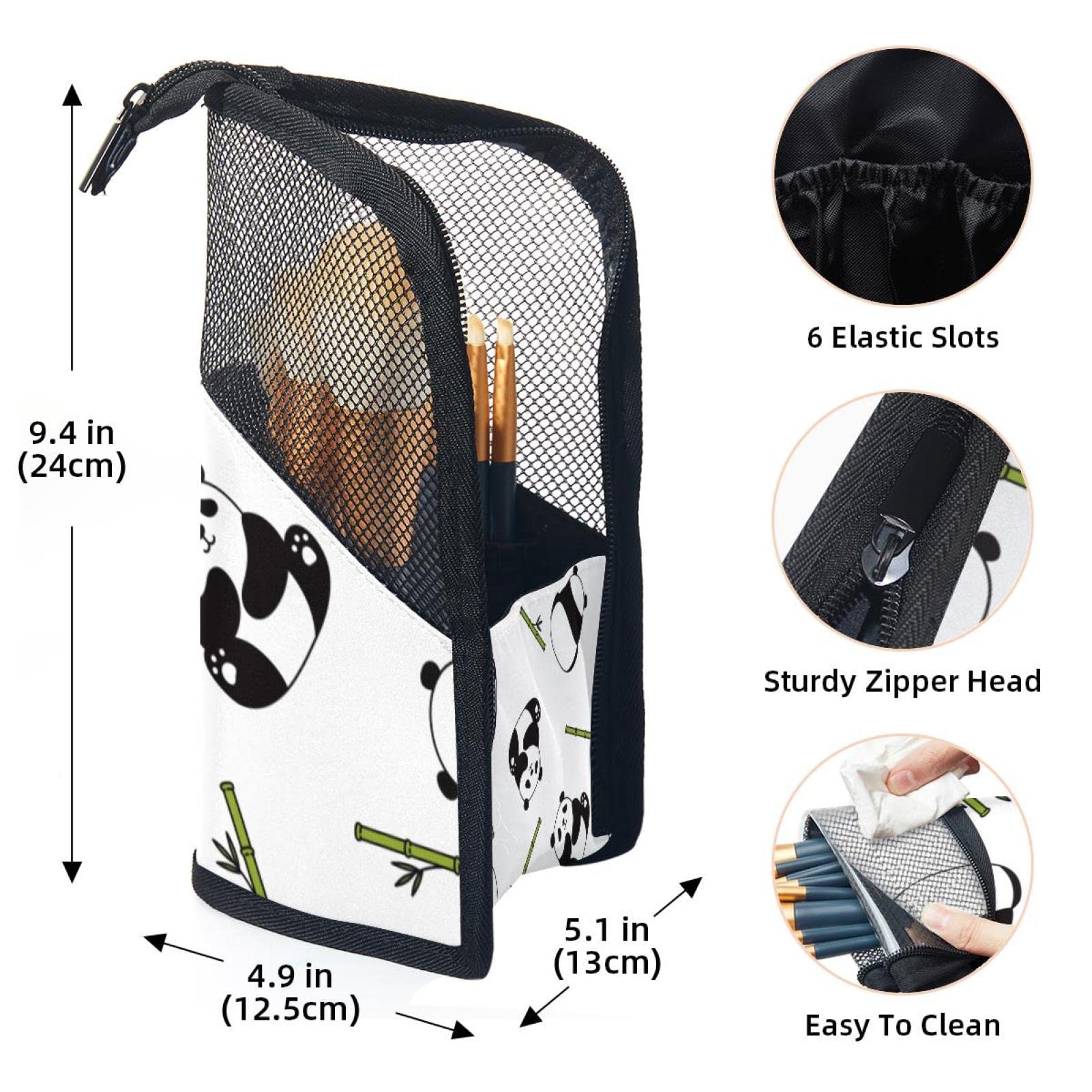 12-Piece Panda Plant Cartoon Makeup Brush Organizer Bag - Portable Makeup Brush Holder Case for Travel & Home Storage | Cute Animal Design Cosmetic Brush Organizer