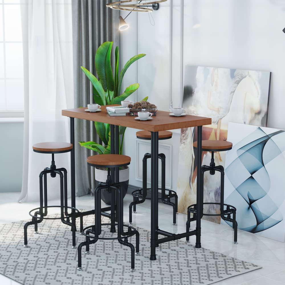 Industrial Pipe Counter Height Dining Table - Solid Wood Bar Table & Pub Table for Modern Dining Room, Office Desk or Laptop Workstation | Perfect for Home Bars, Cafes, and Small Space Living