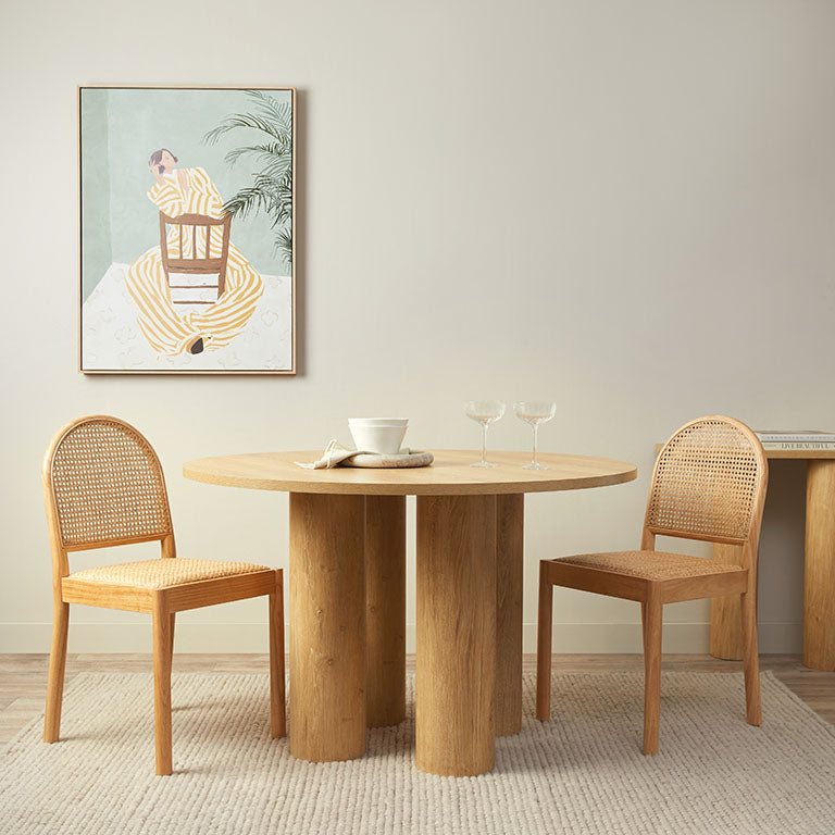 Otis Round 4-Seater Dining Table - Natural Wood Finish - Perfect for Small Spaces, Kitchens & Cozy Dining Areas