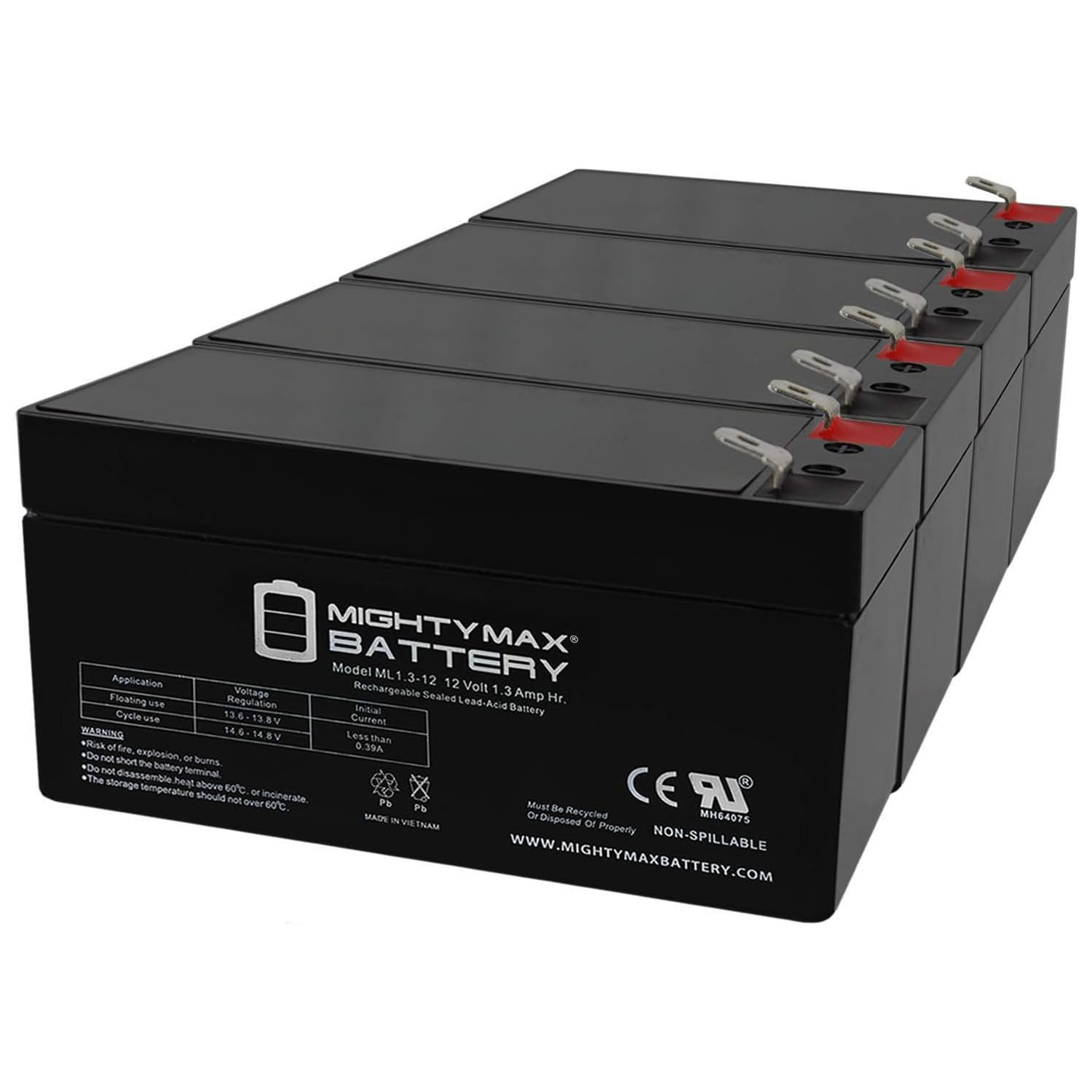 Mighty Max 12V 1.3Ah Rechargeable Battery - Replacement for Lintronics MX06012-4 Pack - Perfect for Power Tools, Emergency Lights & Security Systems