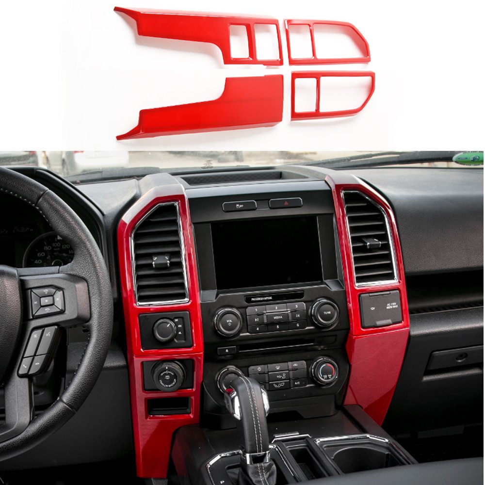 ABS Car Central Console Dashboard Air Vent Panel Cover - Interior Decoration Sticker for Ford F150 2015-2023 Models (Red) | Perfect for Customizing & Protecting Your Truck's Interior
