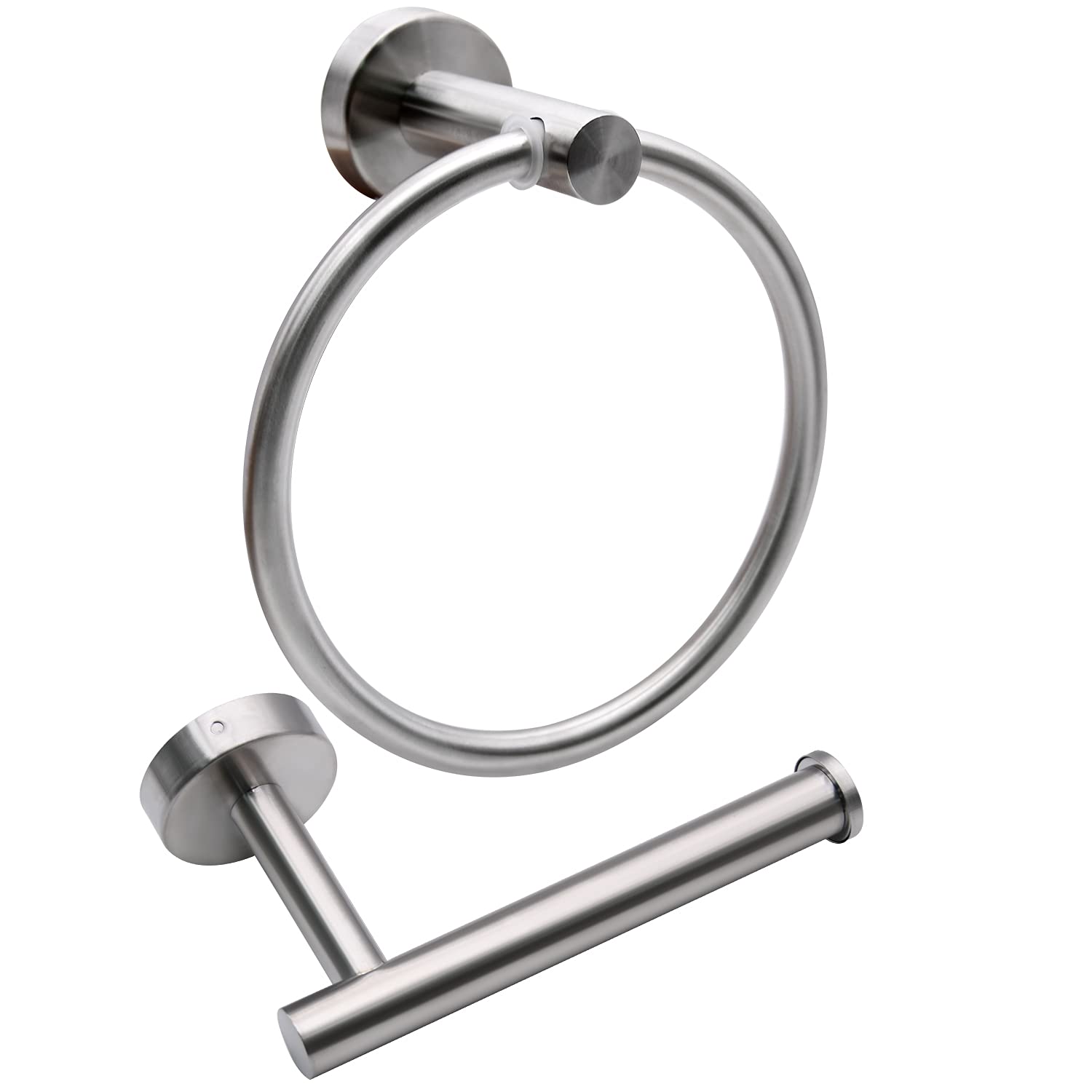 2-Piece Brushed Nickel Toilet Paper Holder and Towel Ring Set - Durable Stainless Steel Bathroom Hardware with Mounting Kit - Perfect for Modern Bathroom & Kitchen Decor (Brushed Nickel Finish)