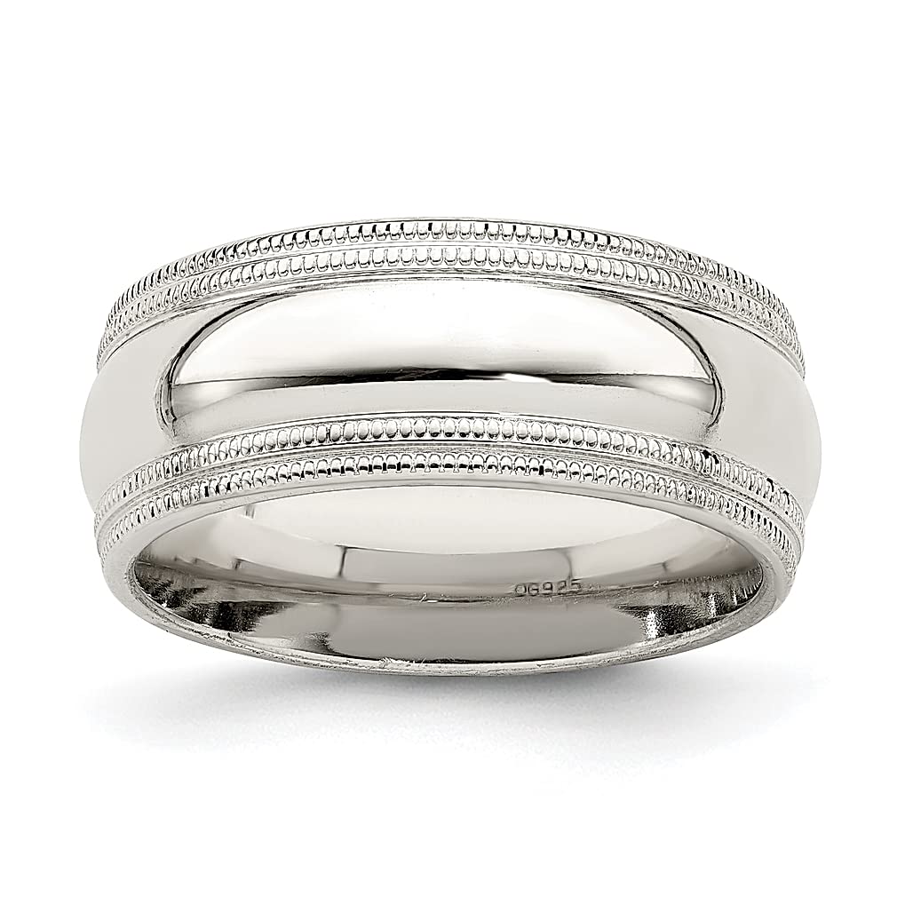 925 Sterling Silver 8mm Comfort Fit Double Milgrain Wedding Band Ring - Size 10.5, Classic Elegant Jewelry for Women, Perfect Anniversary Gift for Her - Ideal for Weddings, Engagements & Special Occasions