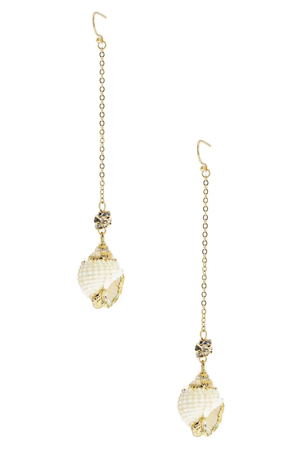 Elegant Shell Crystal Long Chain Earrings for Women - Boho Chic Dangle Earrings for Party, Wedding & Everyday Wear
