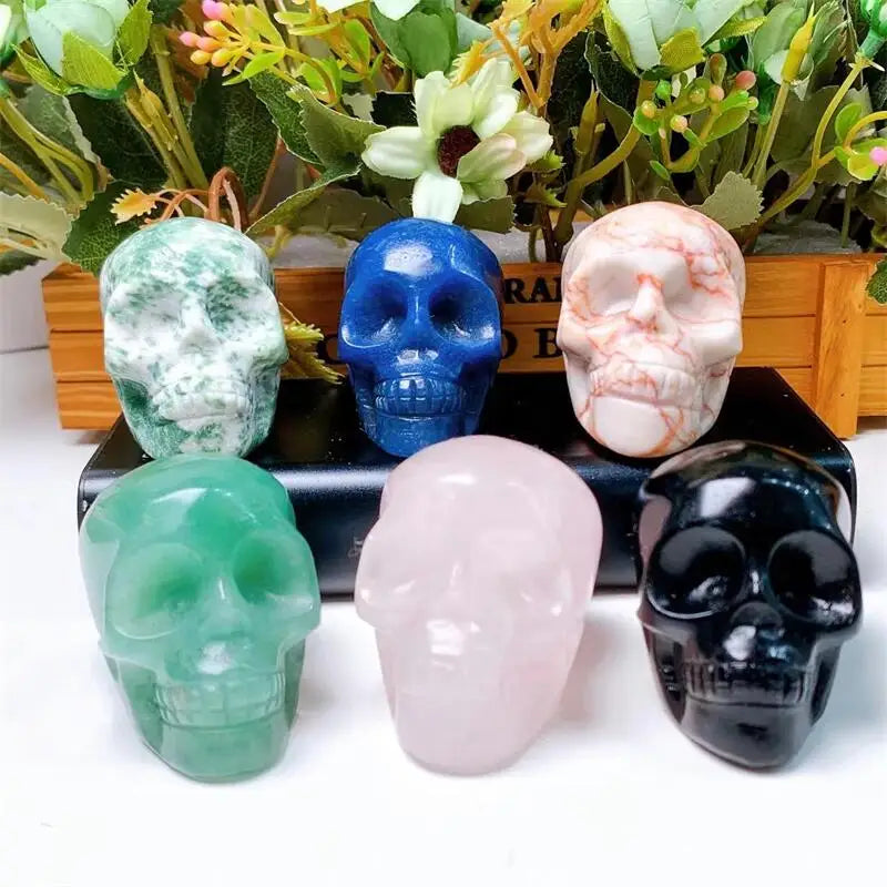 4.5cm Natural Crystal Skull Carving - Polished Healing Gemstone Statue for Feng Shui, Reiki & Wicca Decor | Handmade Spiritual Decor for Meditation, Altar & Home Decoration (1 Piece)
