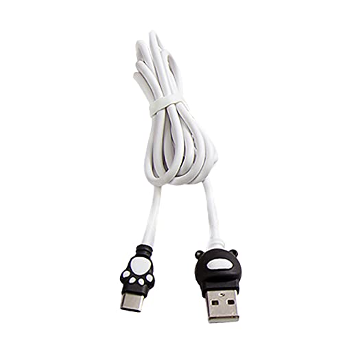 Fast Charging USB Type-C Cable 2.1A Cartoon Design Phone Charger Cord - White | Compatible with Smartphones, Tablets & Power Banks for Home, Office & Travel Use