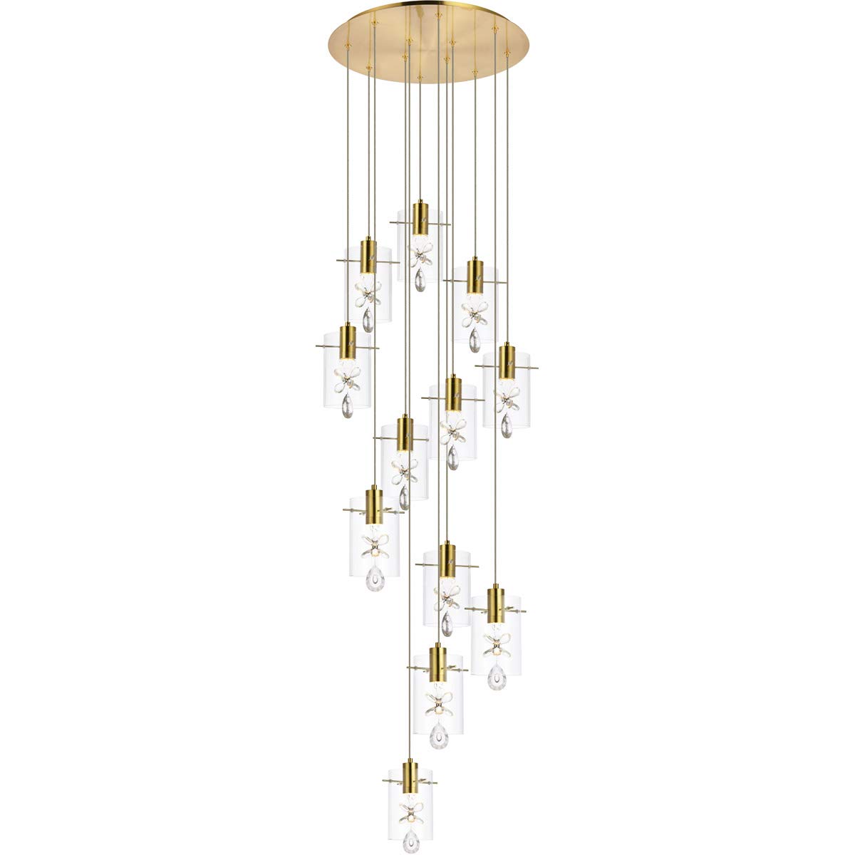 Luxury Hana 12-Light Chandelier Pendant Lighting - Gold Finish for Living Room, Kitchen, Bedroom & Hallway | Elegant Dining Room Lighting & Modern Home Decor
