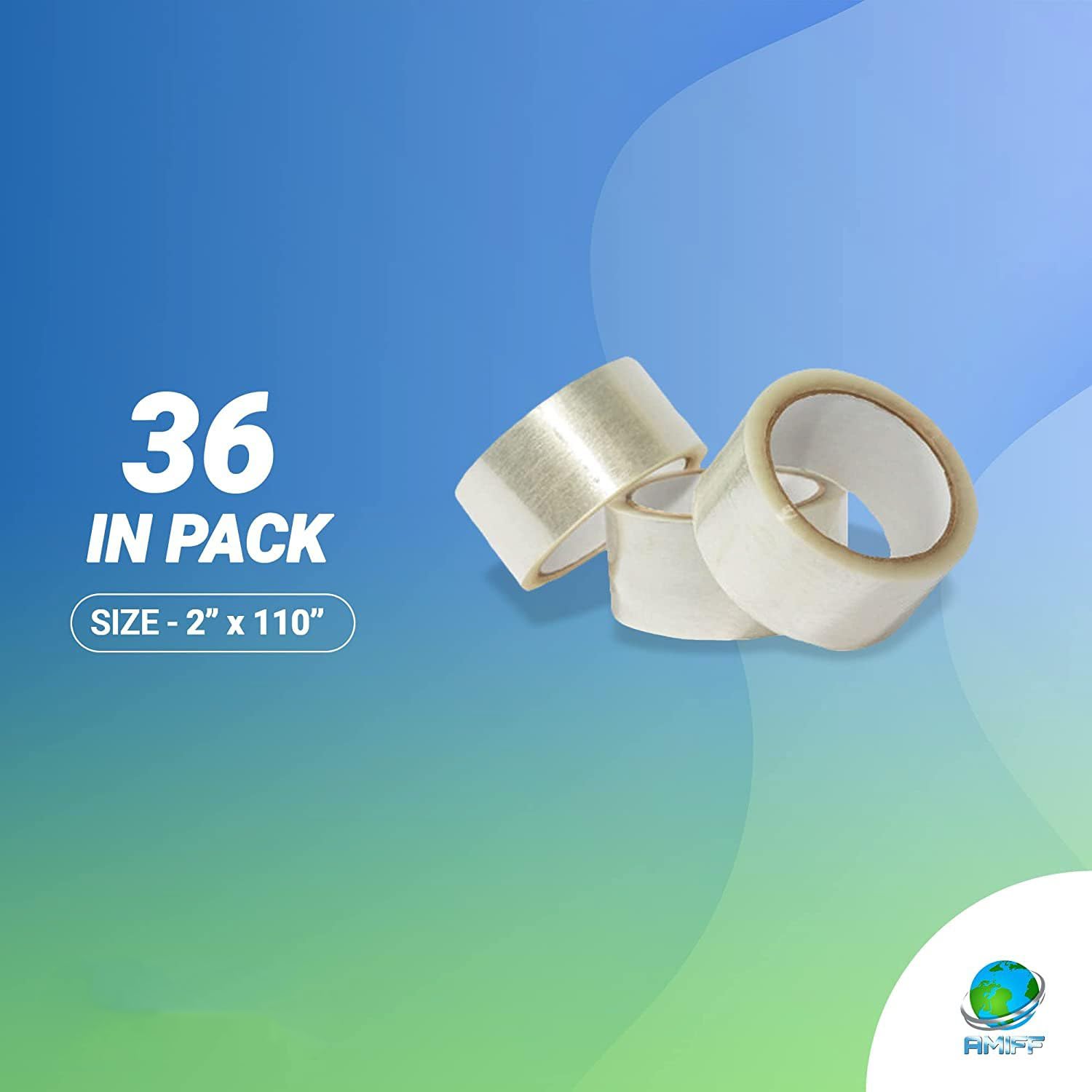 36 Pack 1.6 Mil Clear Hotmelt Adhesive Sealing Tape - 2