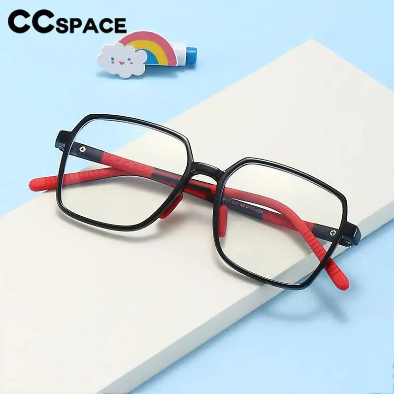 CCspace Unisex Kids Square Full Rim Titanium Eyeglasses Frame 57511 - Lightweight & Durable for School, Reading & Daily Wear