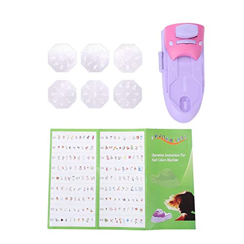 Nail Art Printer Machine Kit - DIY Nail Polish Stamper with 6 Stainless Steel Templates for Professional Manicure & Nail Design | Perfect for Home Salon, Nail Art Business & Gift Giving
