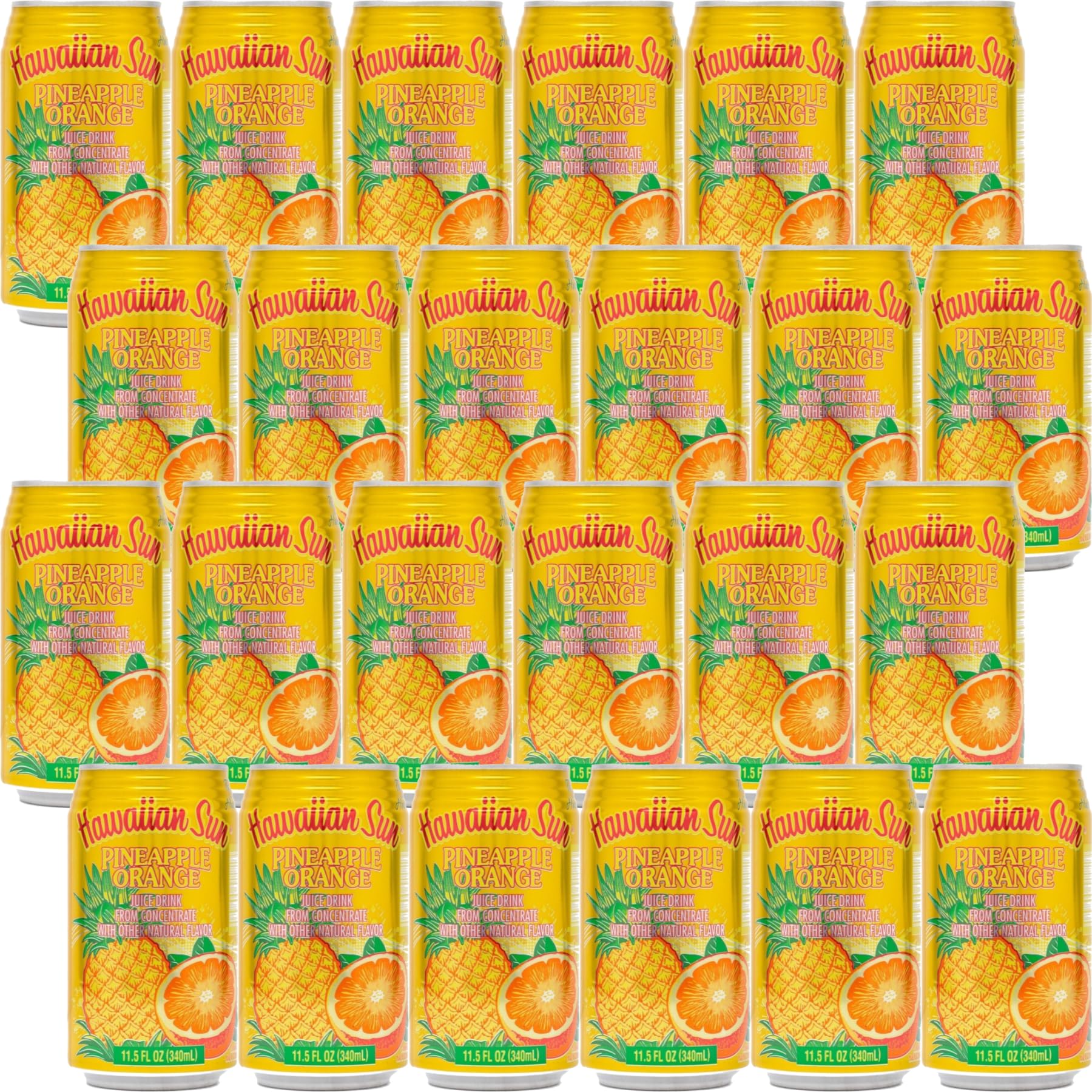 Hawaiian Sun Pineapple Orange Juice Drink - 11.5 fl oz (24 Cans) - Tropical Fruit Beverage for Summer Parties, Beach Picnics & Family Gatherings