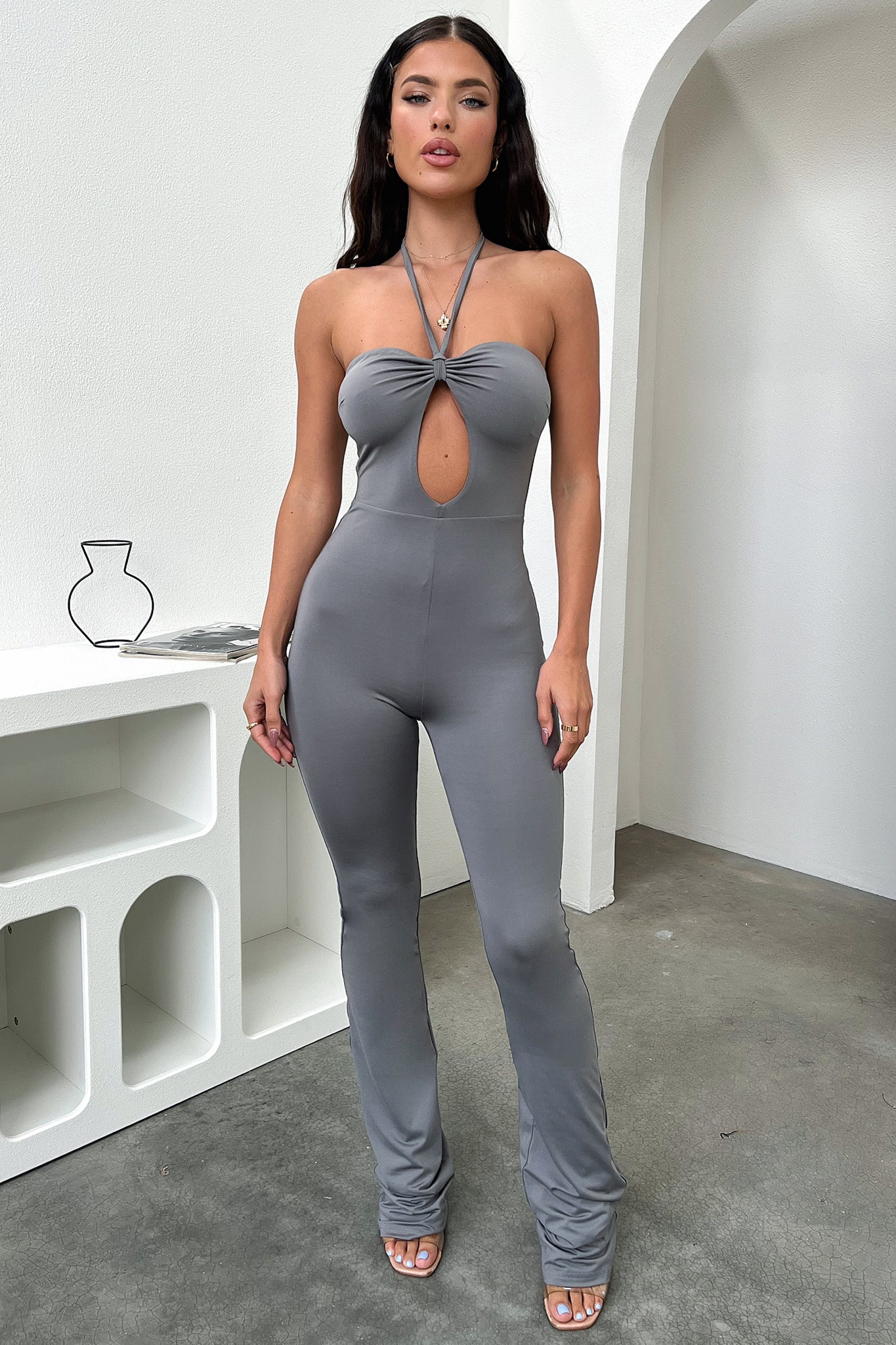 Mischa Women's Jumpsuit - Stylish Grey Romper with Pockets | Casual Outfit for Summer, Beach, and Travel