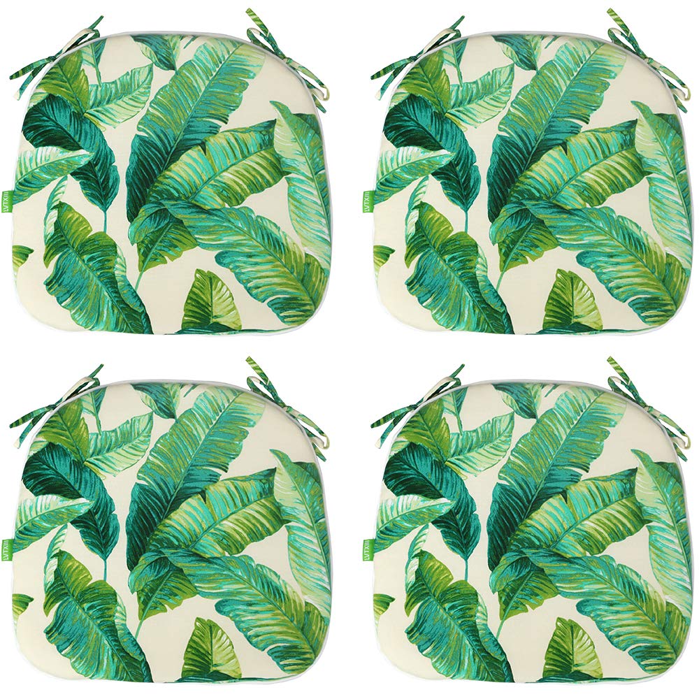 LVTXIII 16x17 Inch Indoor/Outdoor Chair Cushions with Ties - 4 Pack Patio Seat Pads for Garden, Home & Office Furniture - Swaying Palms Capri Design - Perfect for Outdoor Lounging, Poolside Relaxation & Indoor Decor