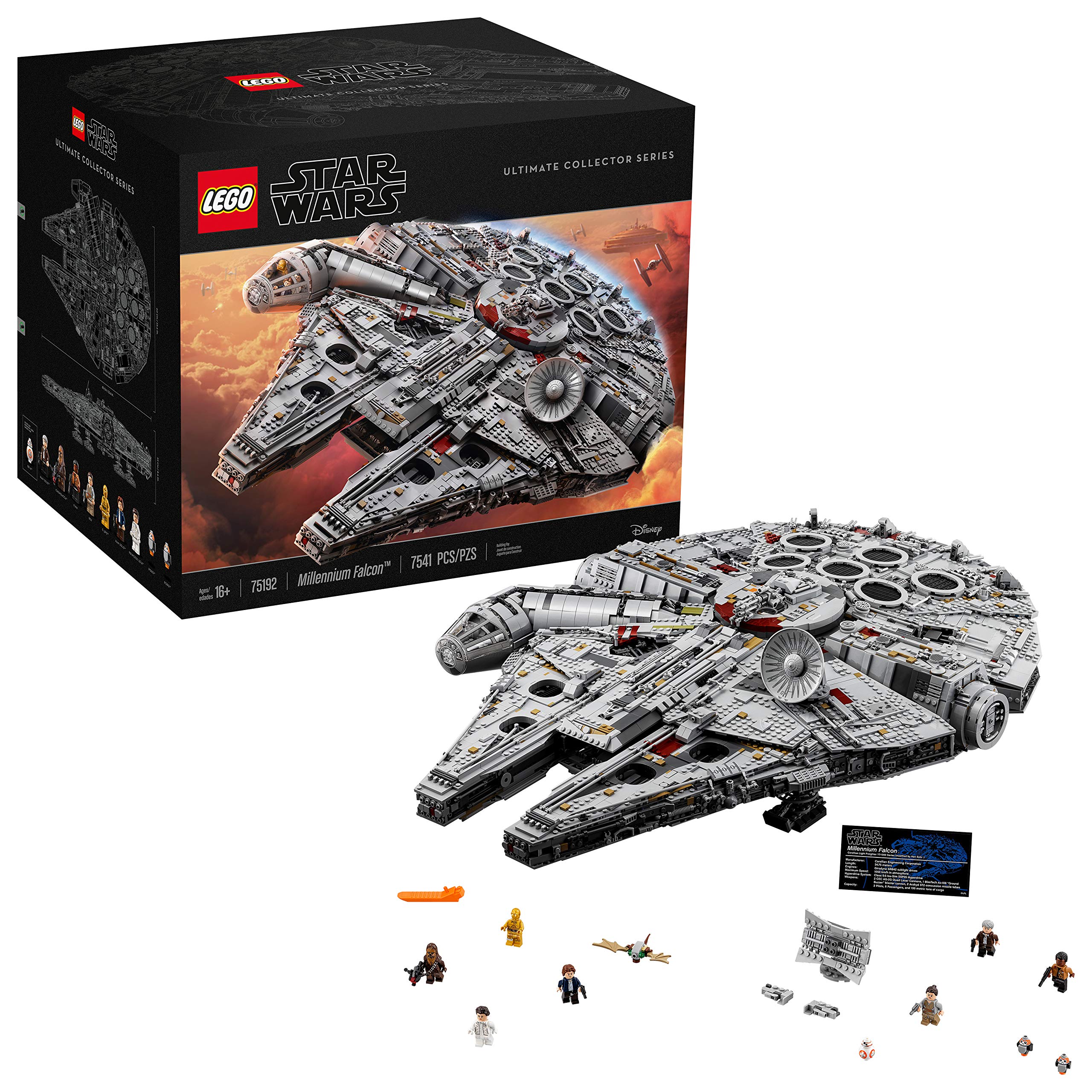 LEGO Star Wars Ultimate Millennium Falcon 75192 Expert Building Kit | 7,541-Piece Collectible Starship Model with Han Solo & Classic Figures | Perfect Gift for Adult Fans & Builders | Display for Home Office, Movie Room, or Star Wars Collection