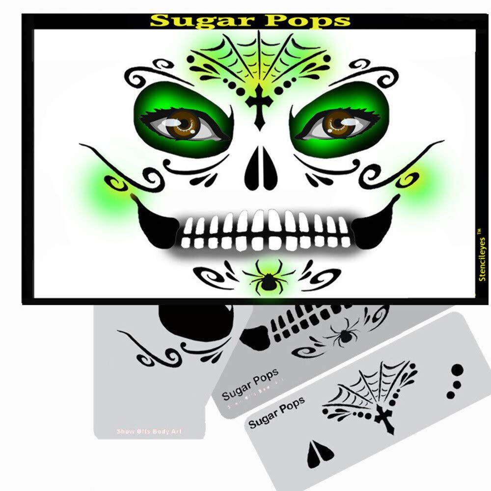 Face Painting Stencil Kit - StencilEyes Sugar Pops Design for Kids & Adults | Perfect for Halloween, Birthday Parties & Costume Events