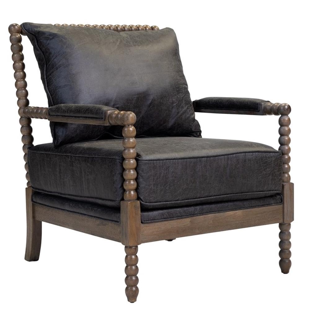 Montrose Wood Cushioned Accent Chair in Warm Gray by Furniture of America - Perfect for Living Room, Bedroom & Home Office Decor