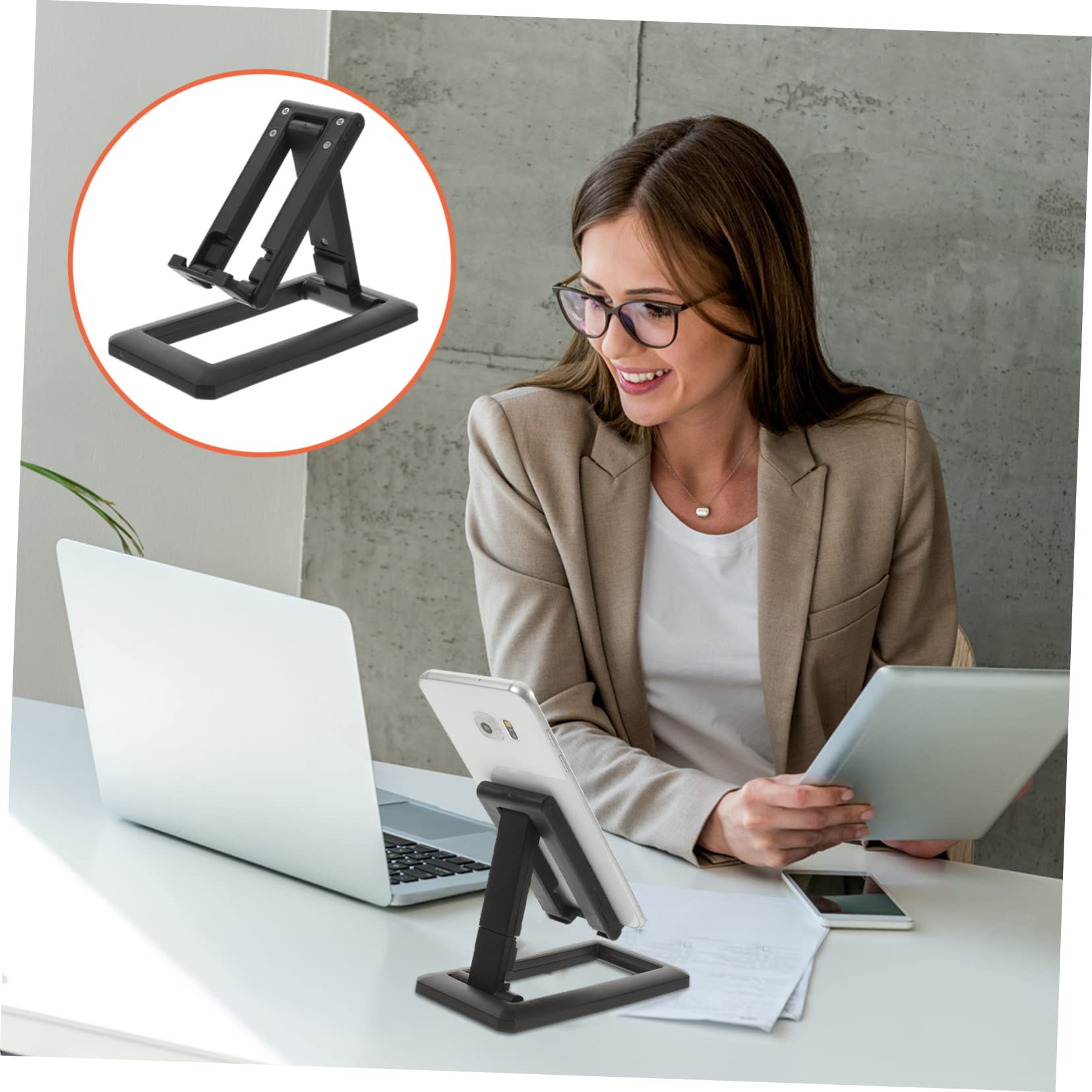 Angoily 6-Pack Adjustable Plastic Phone Stand - Foldable & Telescopic Phone Holder for Desk, Table, Watching Videos & Hands-Free Calling
