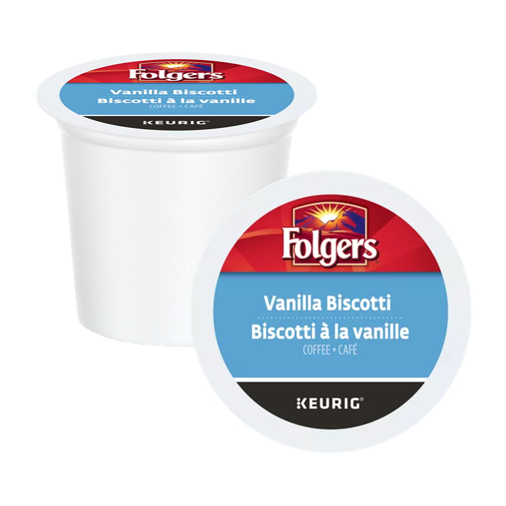 Folgers Gourmet Selections Vanilla Biscotti K-Cup Pods 24 Pack - Premium Coffee Pods for Keurig Brewers | Perfect for Morning Brews, Office Coffee Breaks & Entertaining Guests