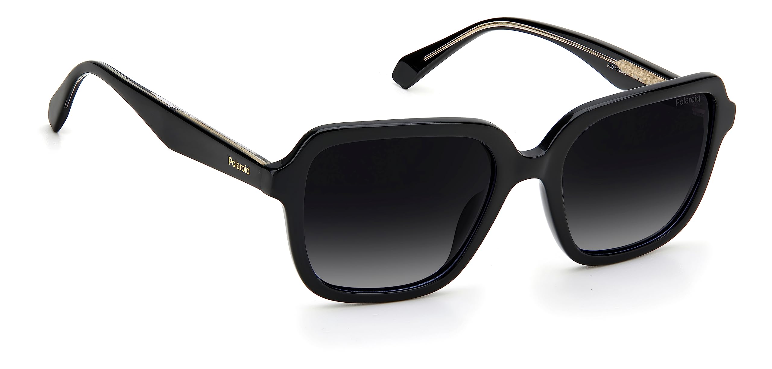 Polaroid PLD 4095/S/X Square Sunglasses for Women - Black/Polarized Gray Lens, 53mm Frame, 19mm Bridge - UV Protection Fashion Shades for Driving, Beach & Outdoor Activities