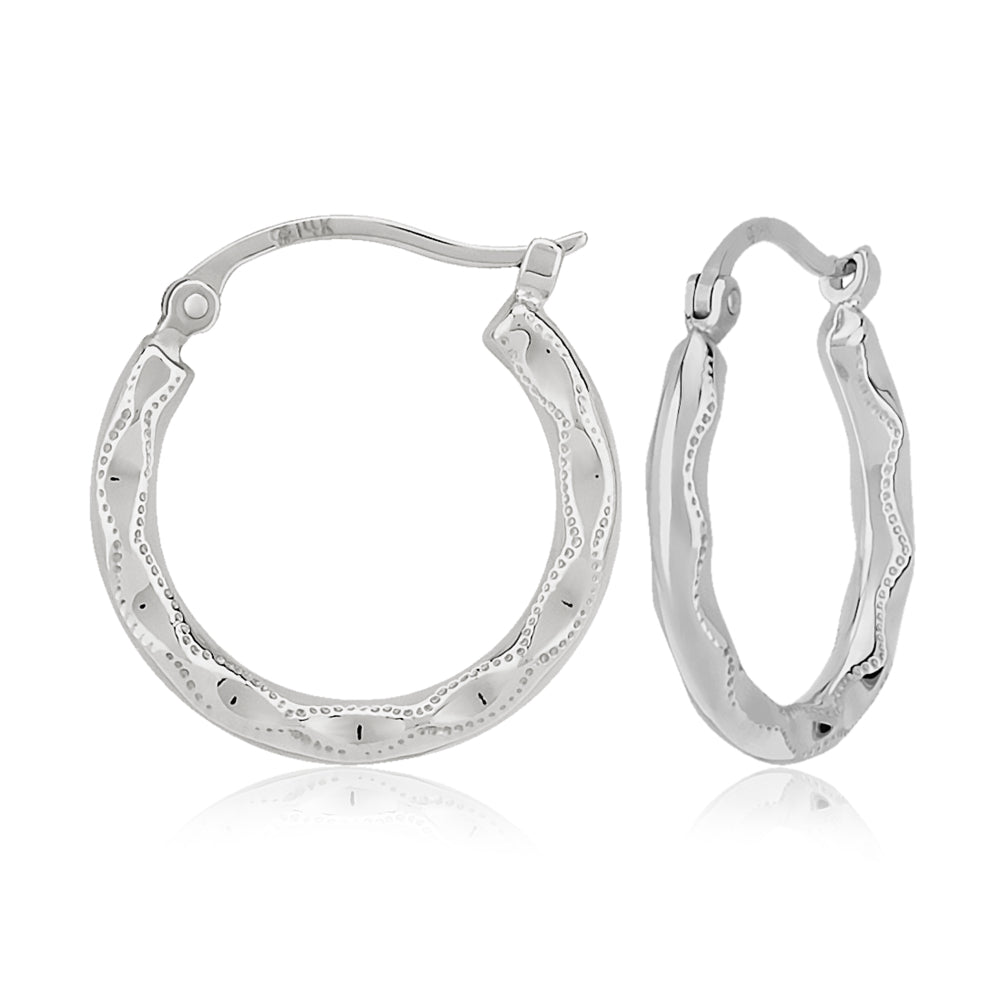 14K Gold Fancy Scallop Hoop Earrings for Women - Elegant Dangle Drop Earrings for Party, Wedding & Everyday Wear