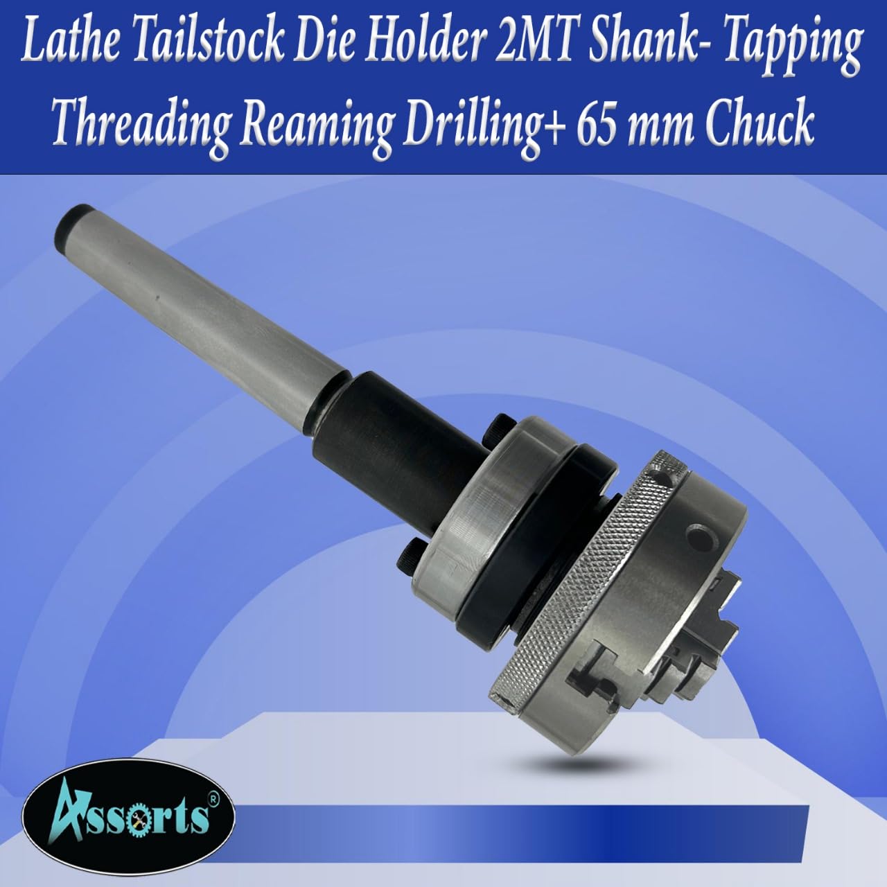 2MT Shank Lathe Tailstock Die Holder - Tapping, Threading, Reaming & Drilling Tool with 65mm Chuck for Metalworking & DIY Projects