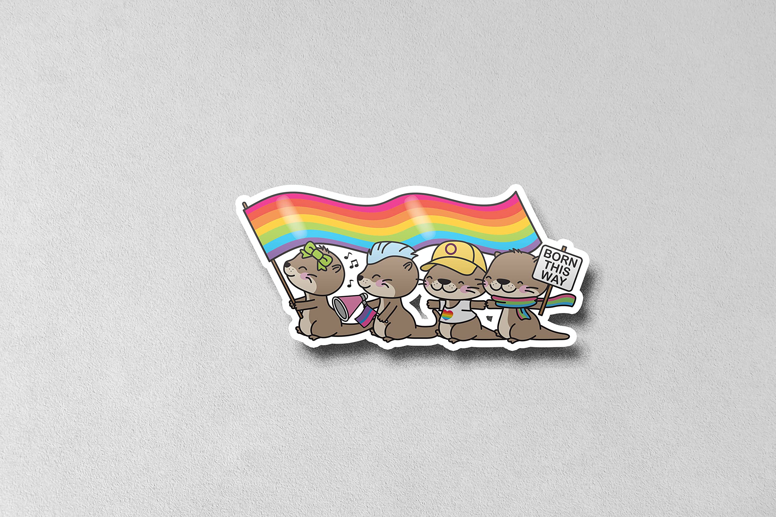Pride Otter Sticker - Born This Way LGBTQ+ Vinyl Decal - Waterproof & Durable for Laptops, Cars, Water Bottles - Perfect for Pride Month & LGBTQ+ Support