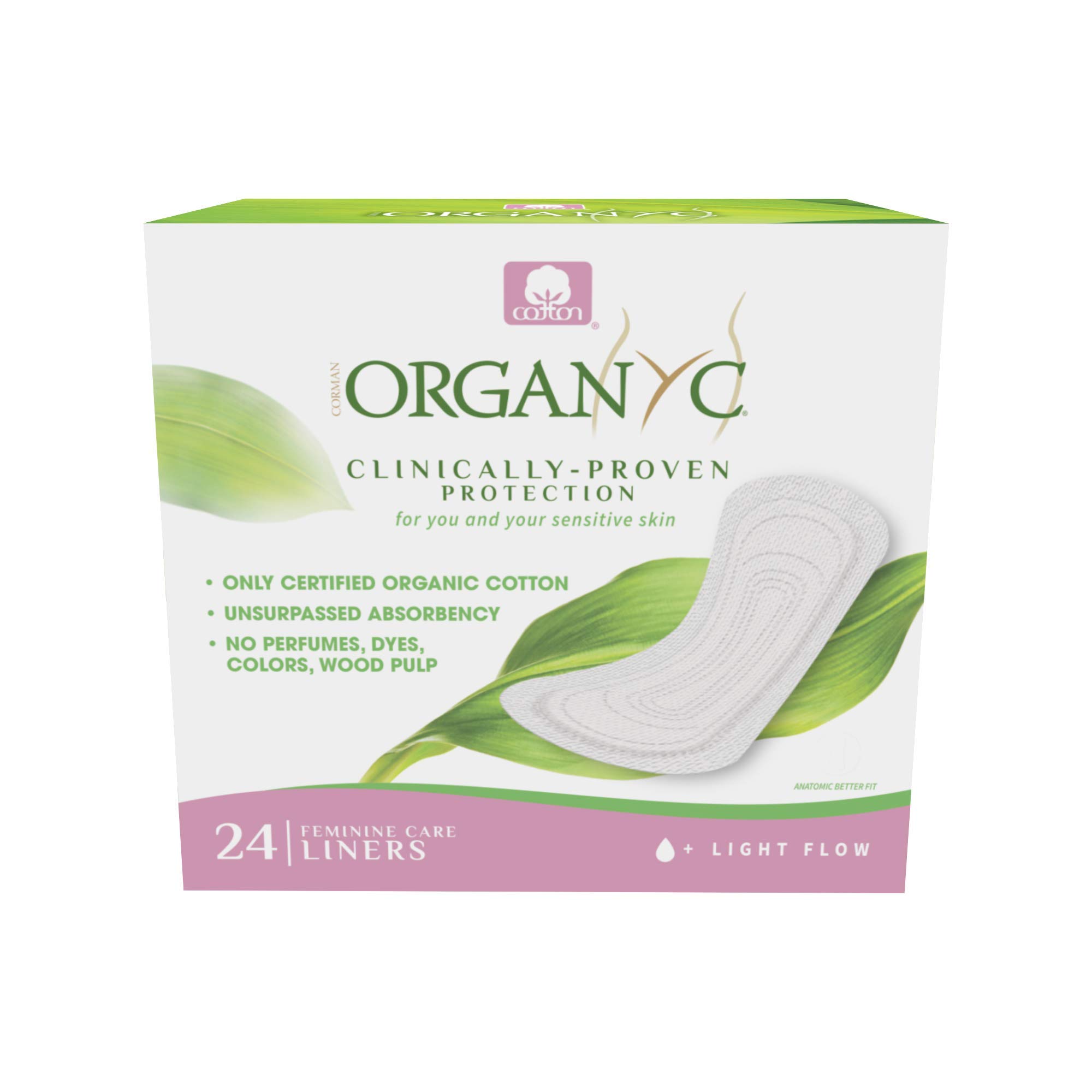 ORGANYC Hypoallergenic 100% Organic Cotton Panty Liners - 48 Count (2 Pack of 24) | Ultra Thin & Breathable for Daily Protection | Perfect for Sensitive Skin & Eco-Friendly Lifestyle