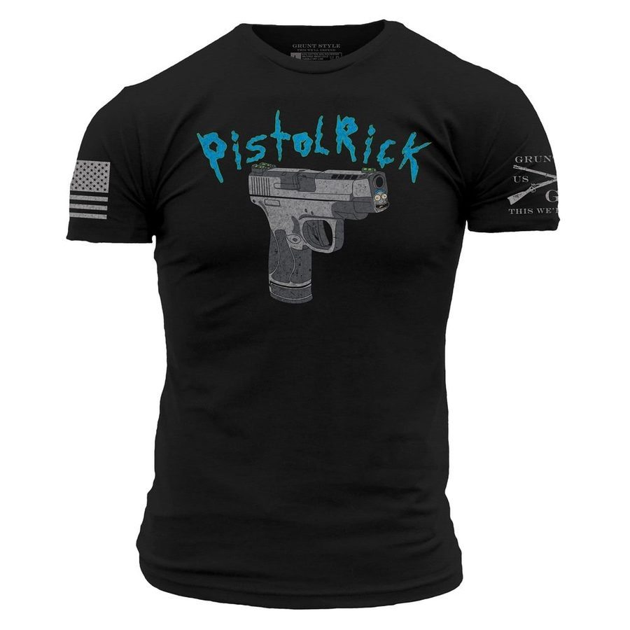 Pistol Rick Graphic T-Shirt for Men - Black Cotton Tee - Perfect for Casual Wear, Cosplay & Rick and Morty Fans