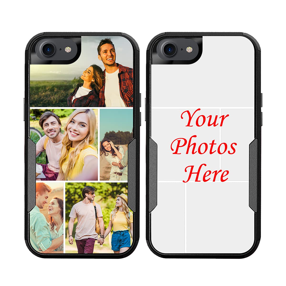 Custom iPhone SE 2020 Phone Case - Shockproof, Scratch-Resistant, 3-Layer Protective Cover with Multi-Photo Personalization | Perfect Gift for Birthday, Anniversary & Daily Protection (Black)