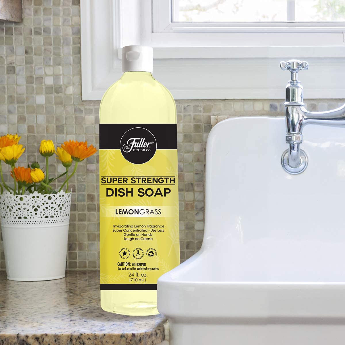 Fuller Brush Super Strength Dish Soap - Economical & Concentrated Formula for Dishes, Glasses, Silverware, Pots & Pans - Lemongrass Scented - Perfect for Kitchen Cleaning, Dishwashing & Countertop Sanitizing