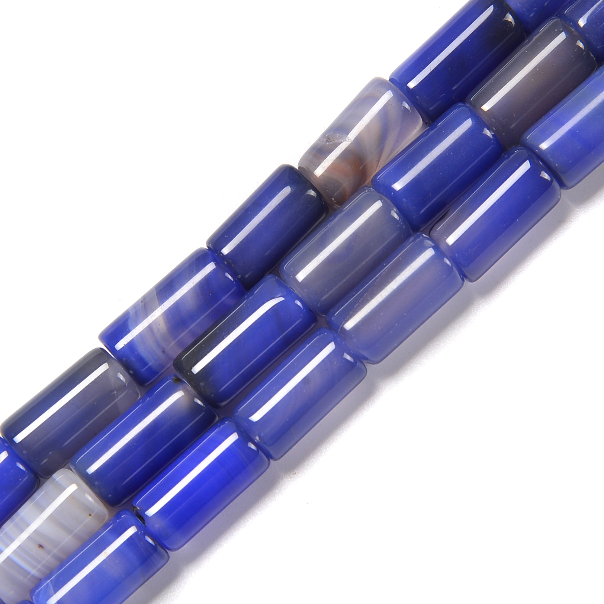 Light Blue Agate Cylinder Tube Beads 8x15mm - 15.5 Inch Strand for Jewelry Making, DIY Bracelets & Necklaces | Healing Crystal Beads for Meditation & Spiritual Decor