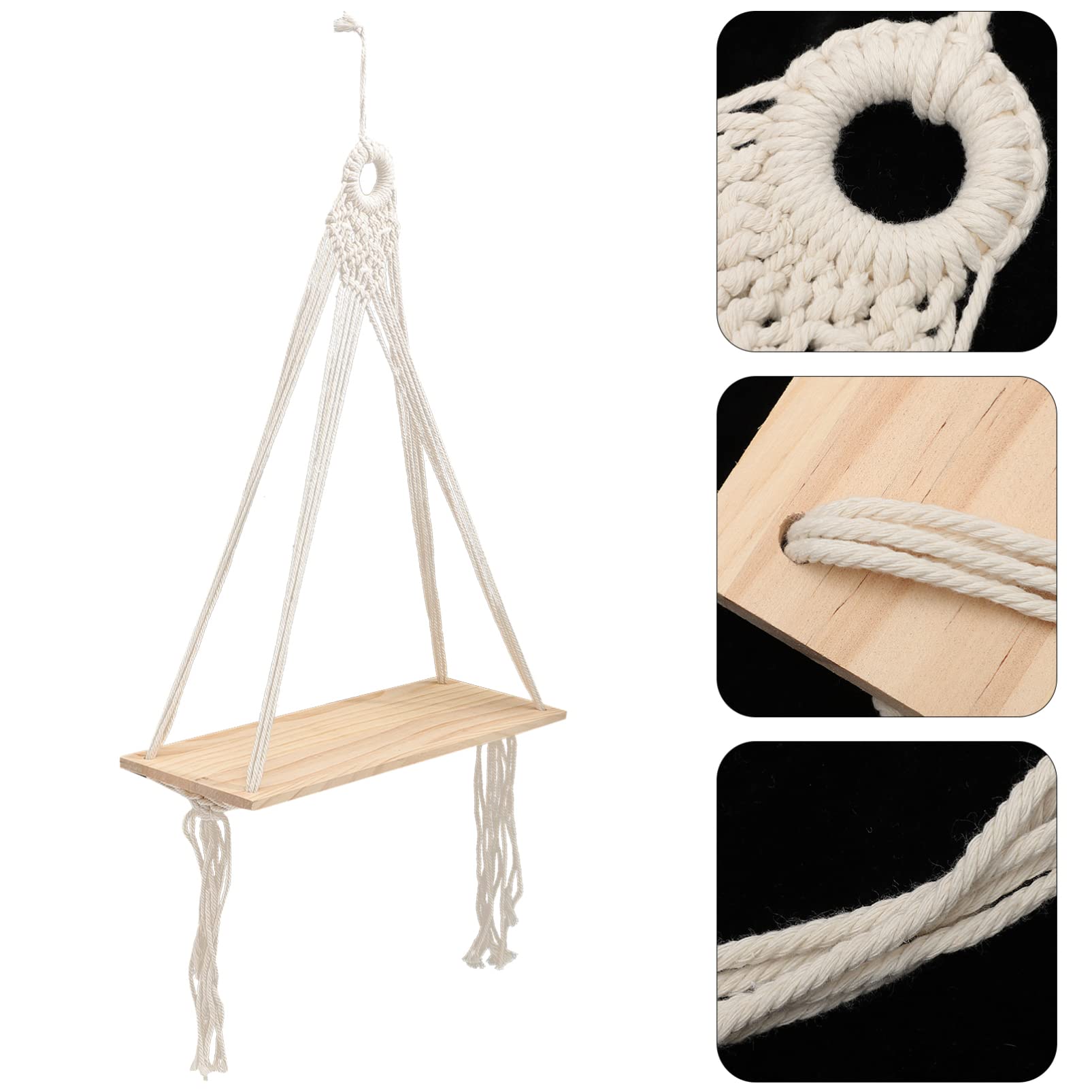 Nordic Style Macrame Wall Hanging Shelf - Handmade Floating Plant Shelf for Home Decor | Perfect for Living Room, Bedroom & Bathroom Organization