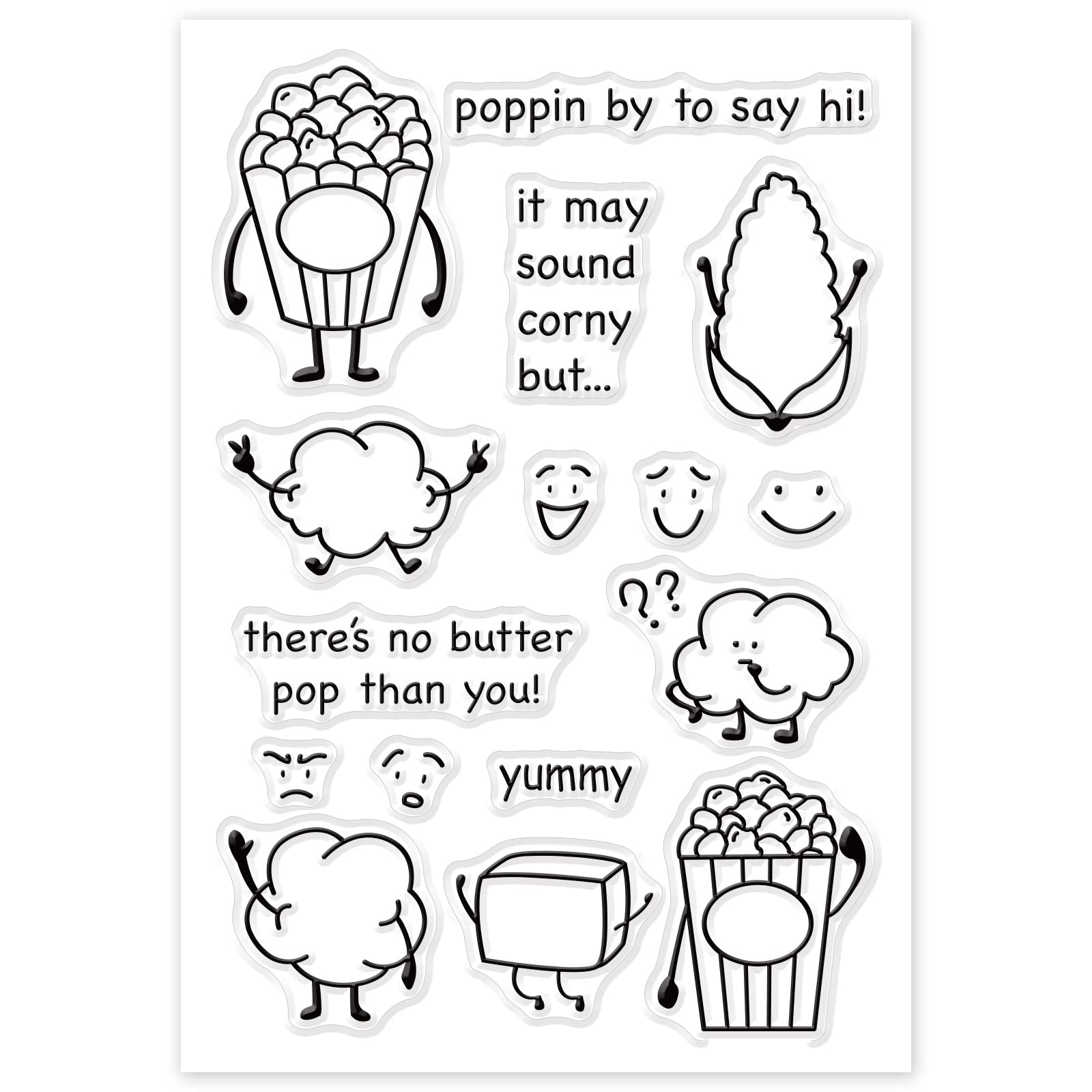 GLOBLELAND Clear Silicone Stamps for DIY Scrapbooking - Transparent Popcorn Stamps for Birthday Cards, Valentine's Day Party Decorations, Photo Albums & Paper Crafts | Perfect for Handmade Greeting Cards and Craft Projects