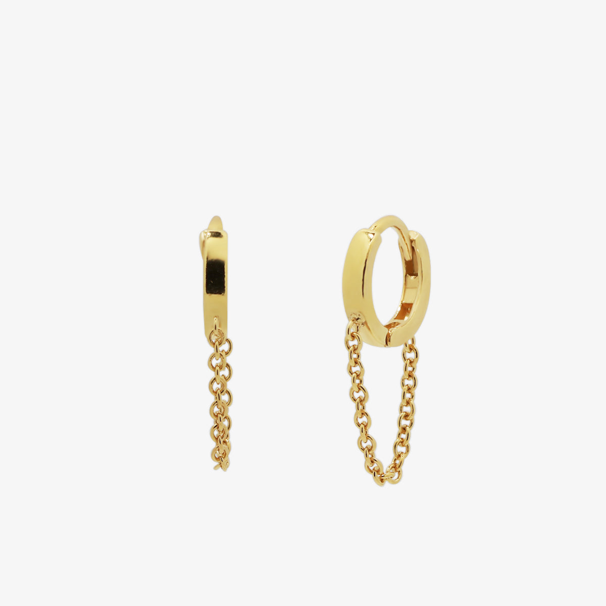 Dainty Gold Huggie Hoop Earrings for Women - Minimalist Chain Drop Design, Hypoallergenic & Comfortable - Perfect for Everyday Wear, Parties & Gifts